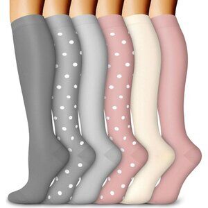 🆕4/6 Pairs Compression Sock Women Men Assorted 15-20 mmHg Athletic Nylon Travel